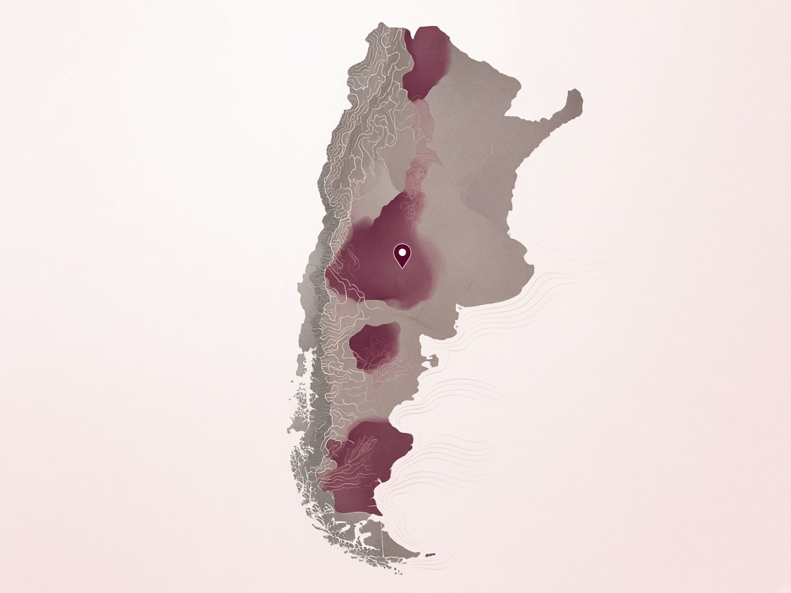 Mapa ilustrado de regiones vitivinícolas de Argentina