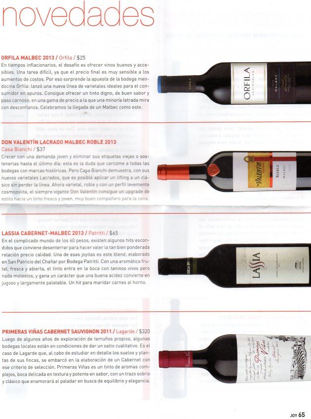Lassia Cabernet Sauvigon - Malbec en Revista Joy