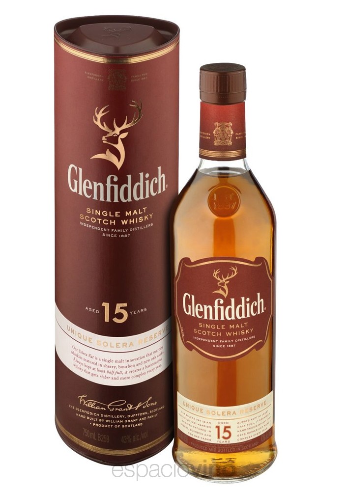 Mini Botella Whisky Glenfiddich 15 años más caja de regalo