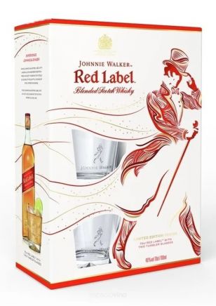 Johnnie Walker Red Label Whisky 750 ml + 2 Vasos