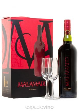 Estuche Malamado Malbec + 2 Copas