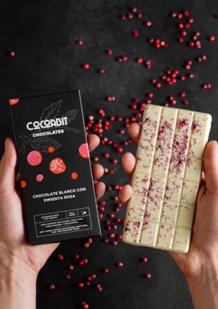 Cocoabit Chocolate Blanco con Pimienta Rosa 80 grs