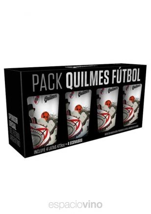 Gift Pack Quilmes x4 Cervezas Lata 473 ml + 4 Vasos River