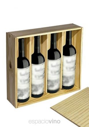 Caja de Madera vacía para 4 Vinos