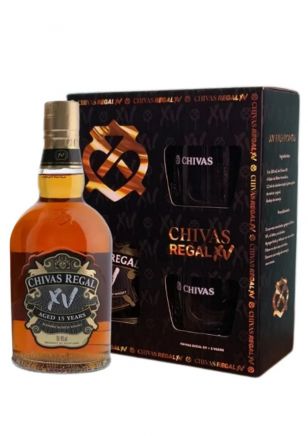 Chivas Regal XV 15 Años Whisky 700 ml + 2 Vasos