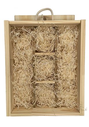 Caja de Madera vacía para 2 Vinos + Delicatessen