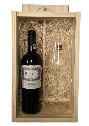 Estuche de Madera Rutini Cabernet Malbec + Copa