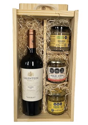 Estuche de Madera Salentein Reserva Malbec + Delicatessen