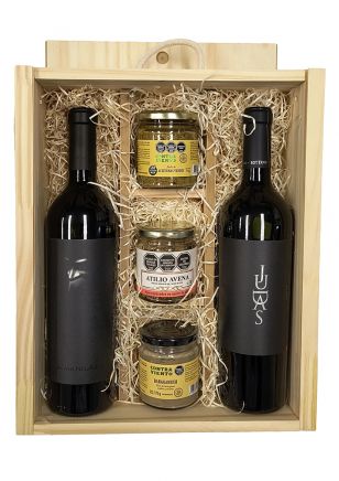 Estuche de Madera Alma Negra Blend + Judas Malbec + Delicatessen