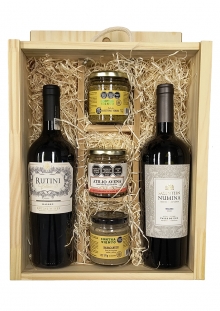 Estuche de Madera Rutini Malbec + Numina Malbec + Delicatessen