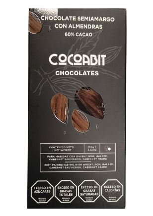 Cocoabit Chocolate Semiamargo con Almendras 100 grs