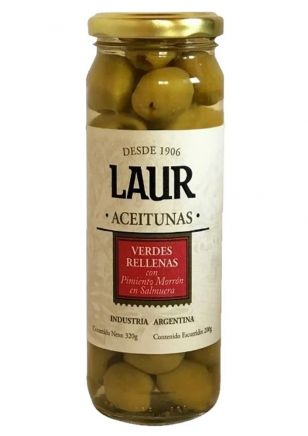 Laur Aceitunas Verdes Rellenas con Morrón 200 grs