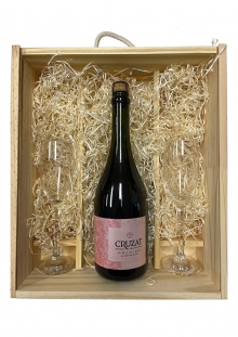 Estuche de Madera Cruzat Premier Rosé + 2 Copas