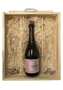Estuche de Madera Cruzat Premier Rosé + 2 Copas