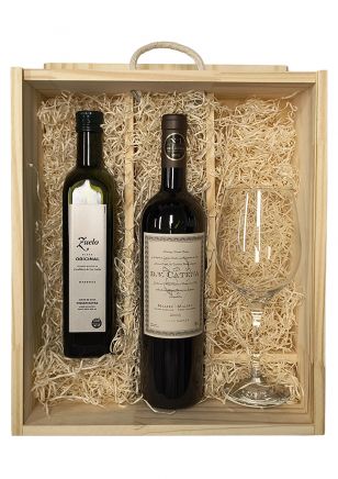 Estuche de Madera DV Catena Malbec + Copa + Zuelo Original Aceite de Oliva