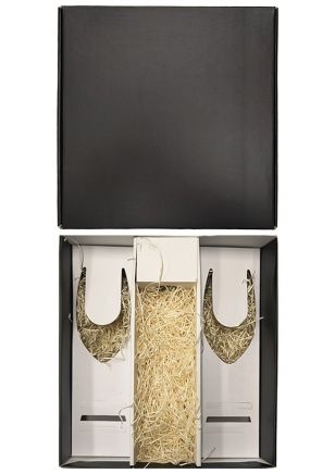 Caja de Cartón Negro vacía para 1 Vino + 2 Copas