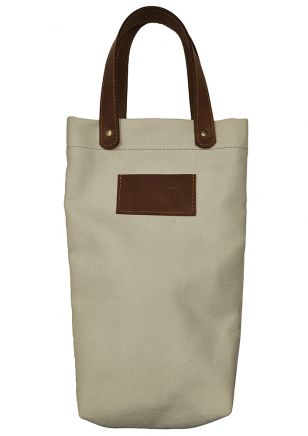 Bolsa de Lona con Manija de Cuero vacía para 2 Vinos