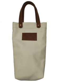 Bolsa de Lona con Manija de Cuero vacía para 2 Vinos