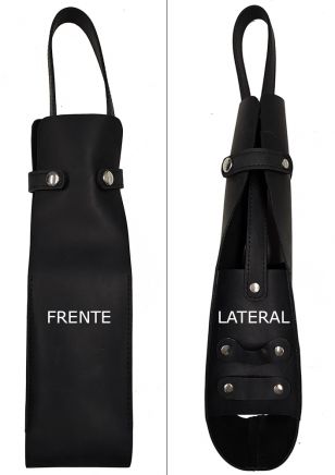 Bolsa de Cuero Negra vacía para 1 Vino + 1 Sacacorcho