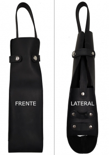 Bolsa de Cuero Negra vacía para 1 Vino + 1 Sacacorcho