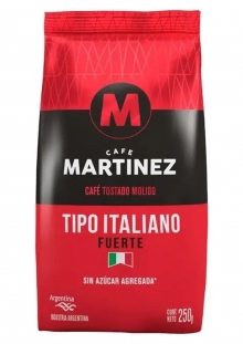 Café Martinez Tostado Molido Tipo Italiano Fuerte 250 gr